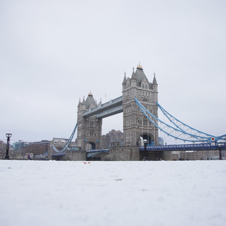 Tower Bridge with snow.